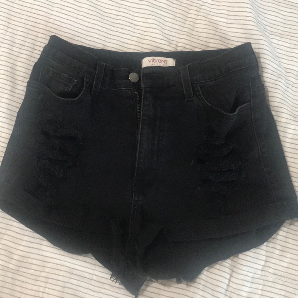 Black Jean shorts - distressed from vibrant m.i.u